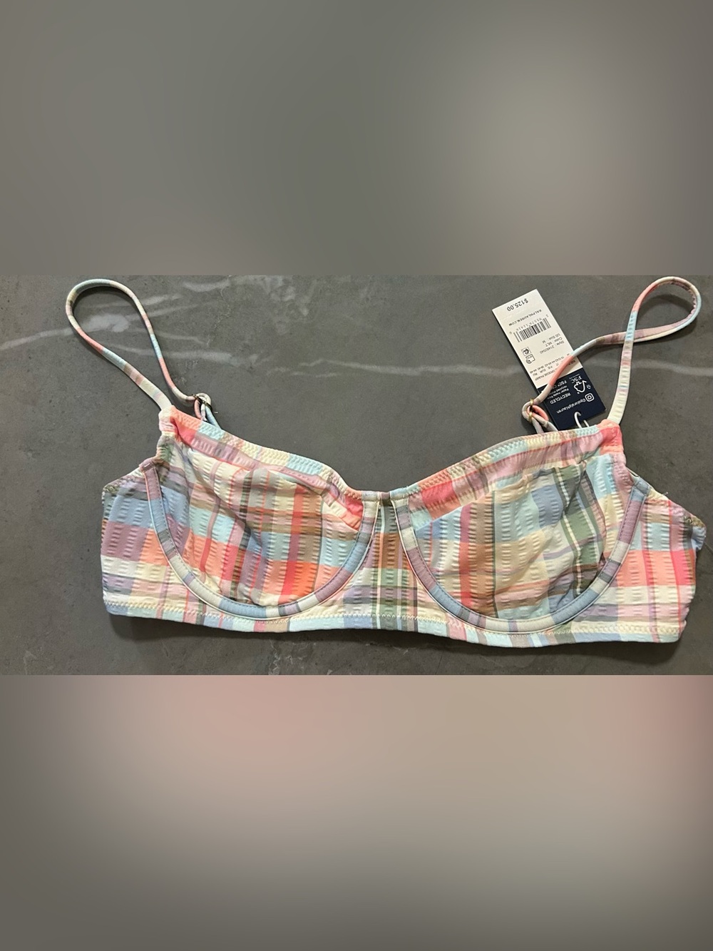 Ralph LaurenPolo  Underwire Balconette Bikini TOP Pastel Plaid Multicolour